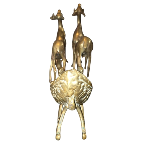 Vintage Mid-Century Modern Solid Brass Sleigh & Four Reindeer Christmas Decor - Picture 6 of 8